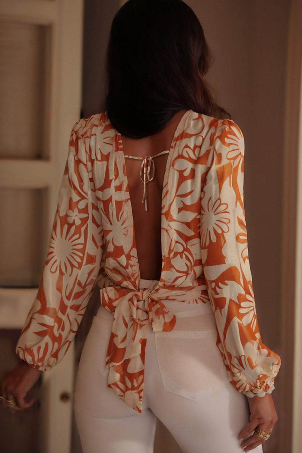 Knotted Open Back Blouse