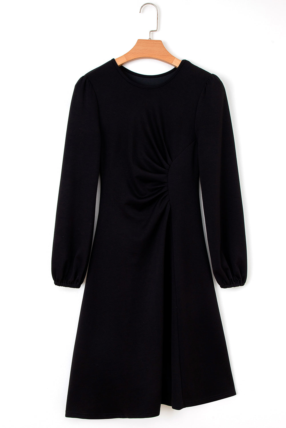 Ruched Long Sleeve Midi Dress in multiple colors