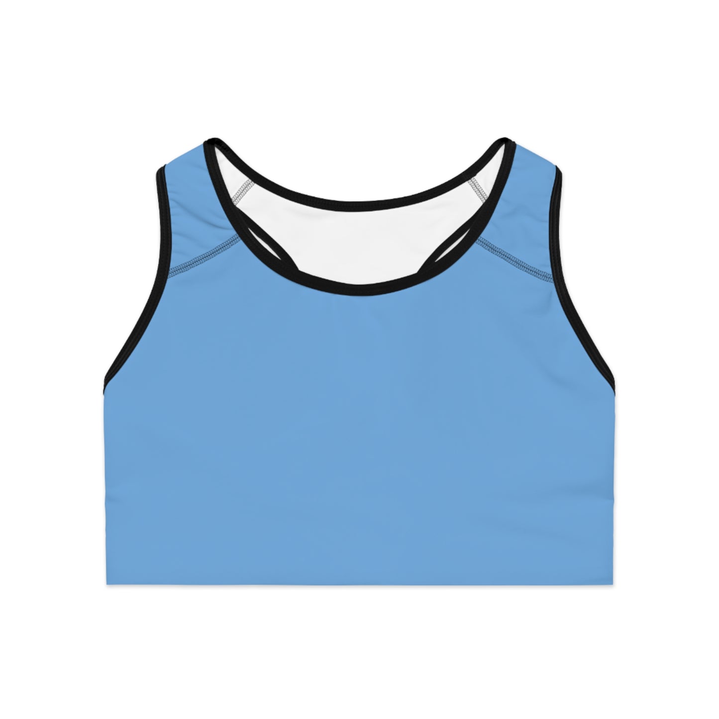Blue Moisture-Wicking Sports Bra with White or Black Stitching