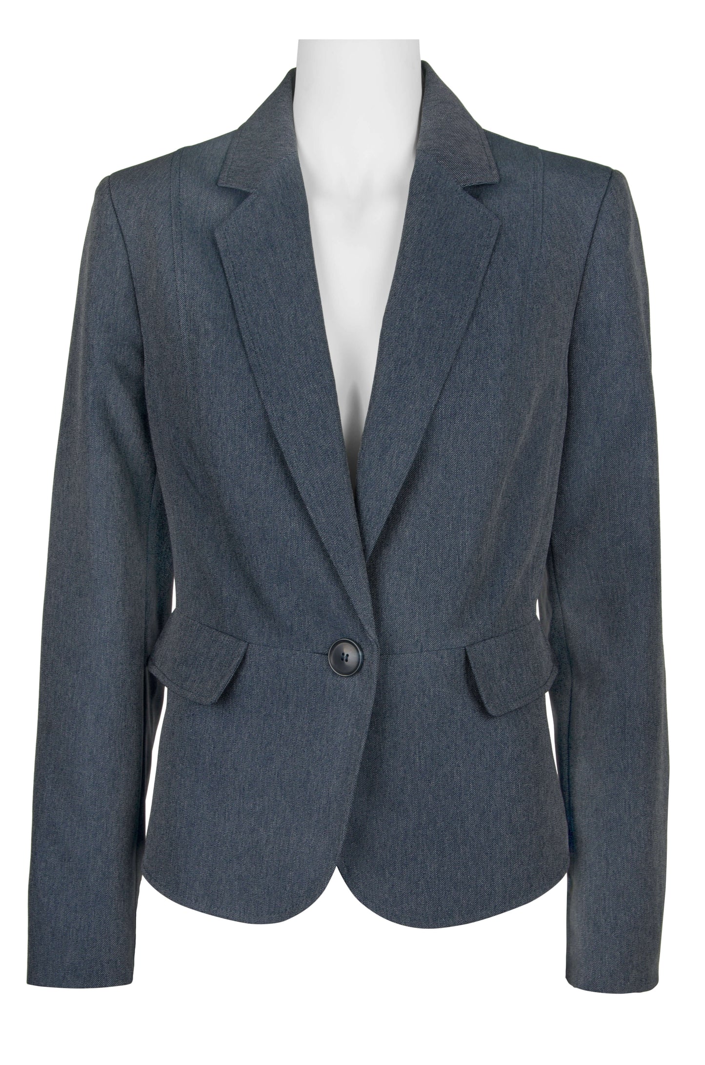 Evan Picone Knotched Collar Button Long Sleeve Twill Blazer-0