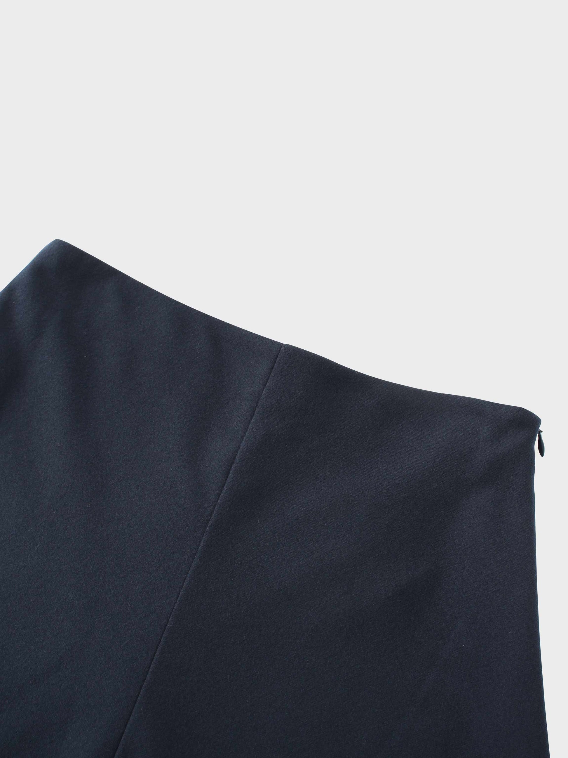 Basic A-Line Seamed Maxi Skirt-Navy-2
