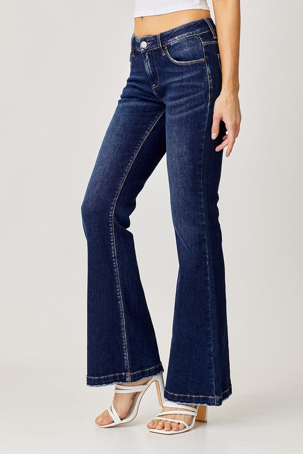 RISEN Full Size Low Rise Flare Jeans-2