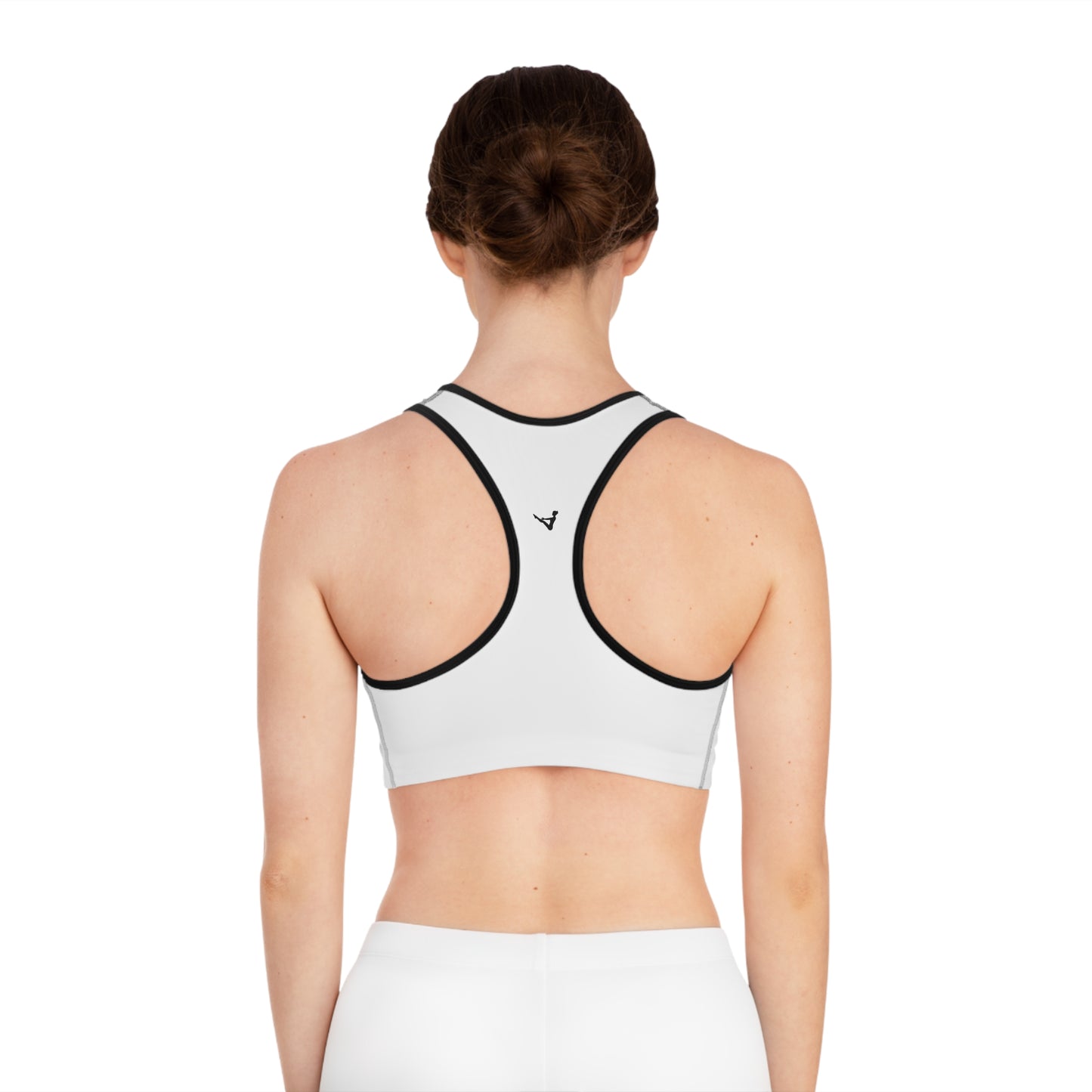 White Moisture-Wicking Sports Bra with White or Black Stitching