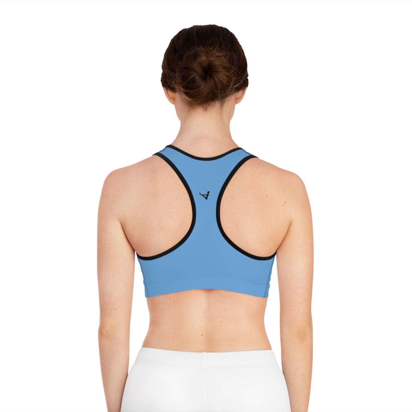 Blue Moisture-Wicking Sports Bra with White or Black Stitching