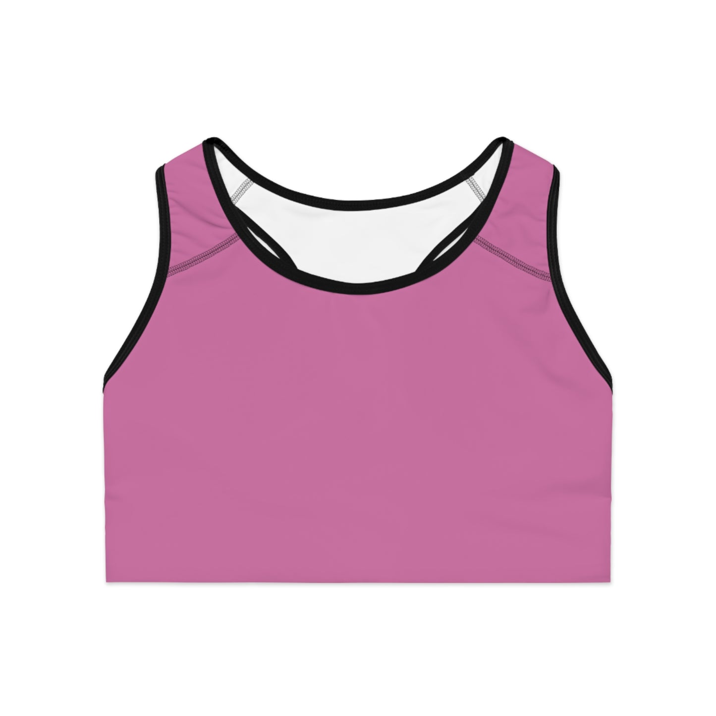 Pink Moisture-Wicking Sports Bra with White or Black Stitching