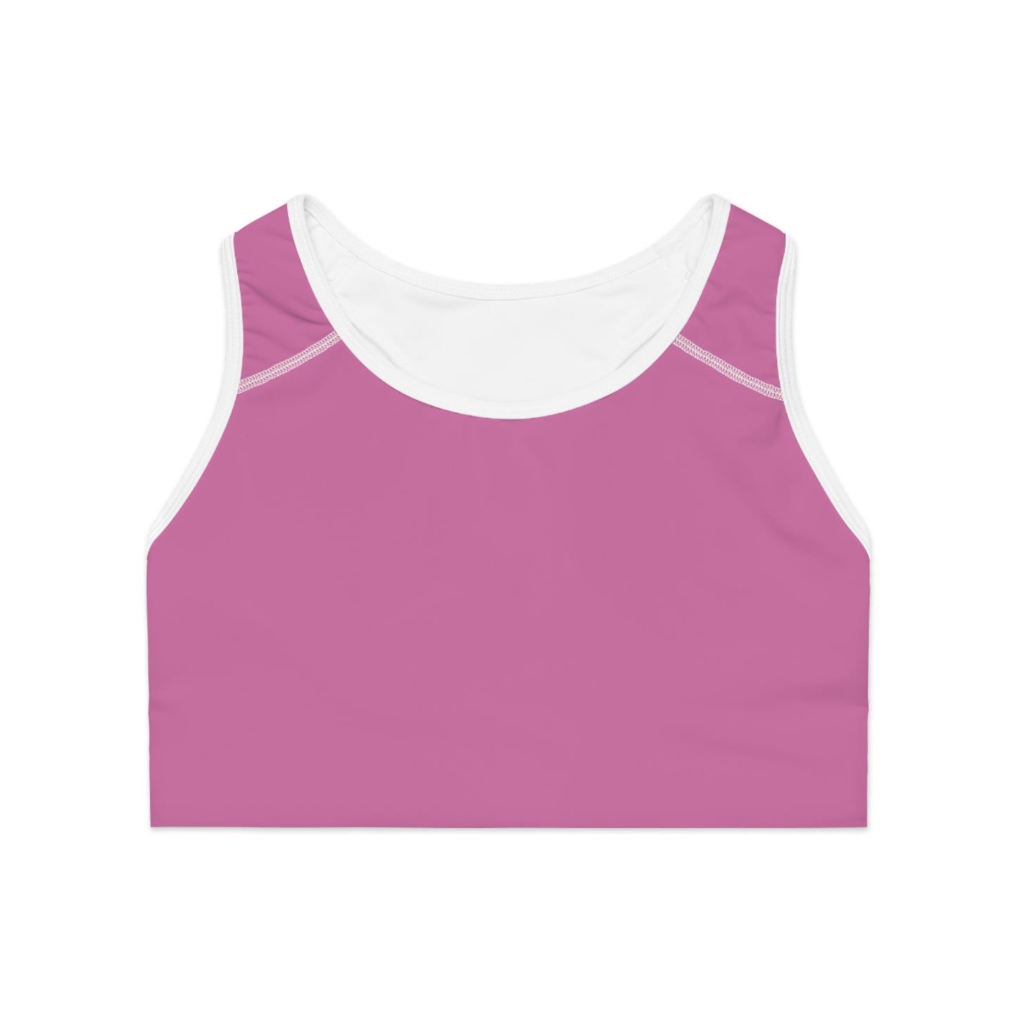 Pink Moisture-Wicking Sports Bra with White or Black Stitching