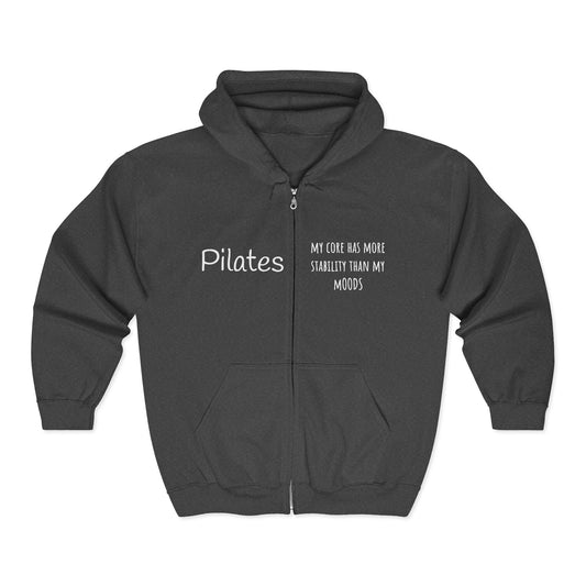 Pilates Mood Stability Full Zip GD Hoodie - white font in multiple colors