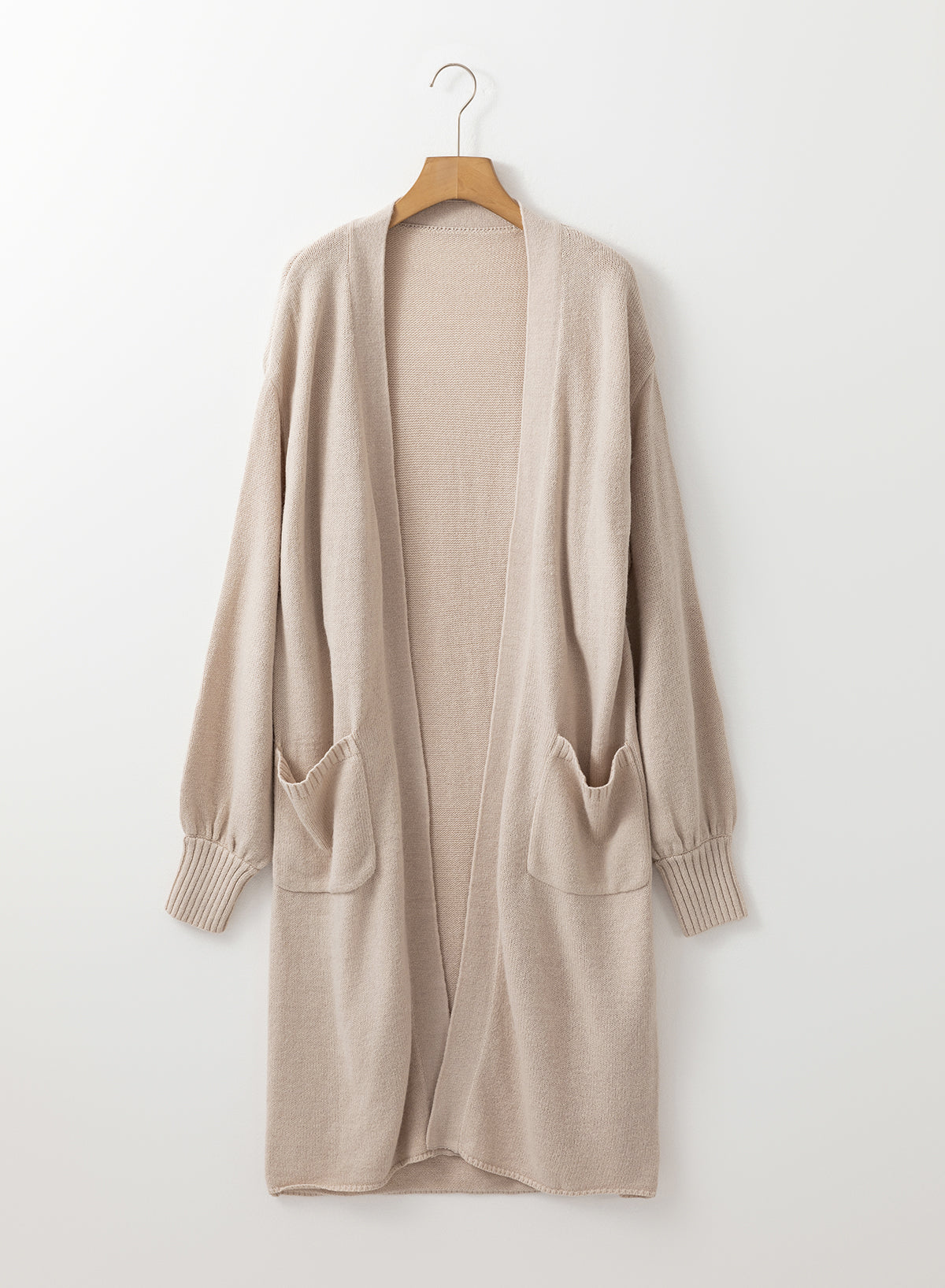 Open Front Long Knitted Cardigan