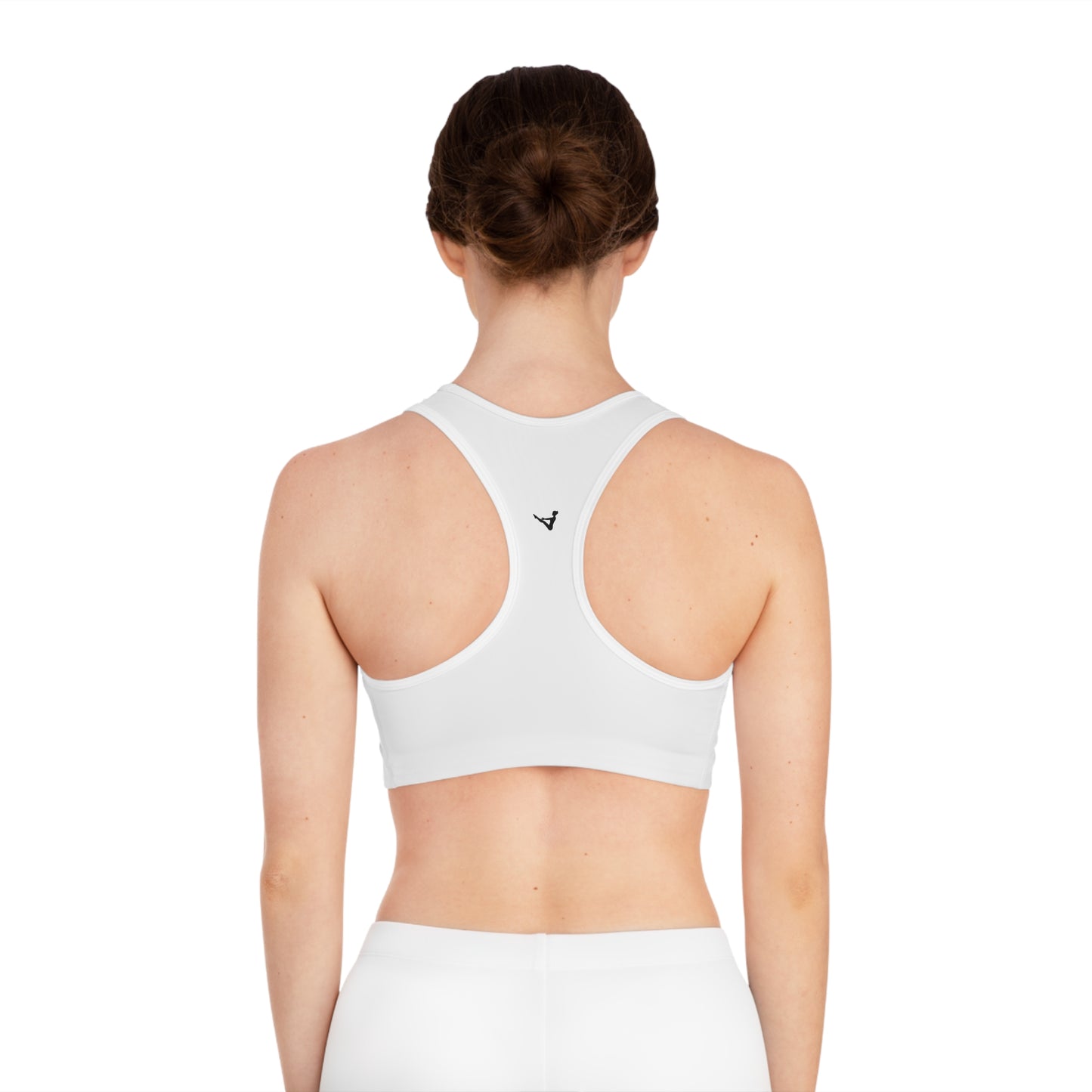 White Moisture-Wicking Sports Bra with White or Black Stitching