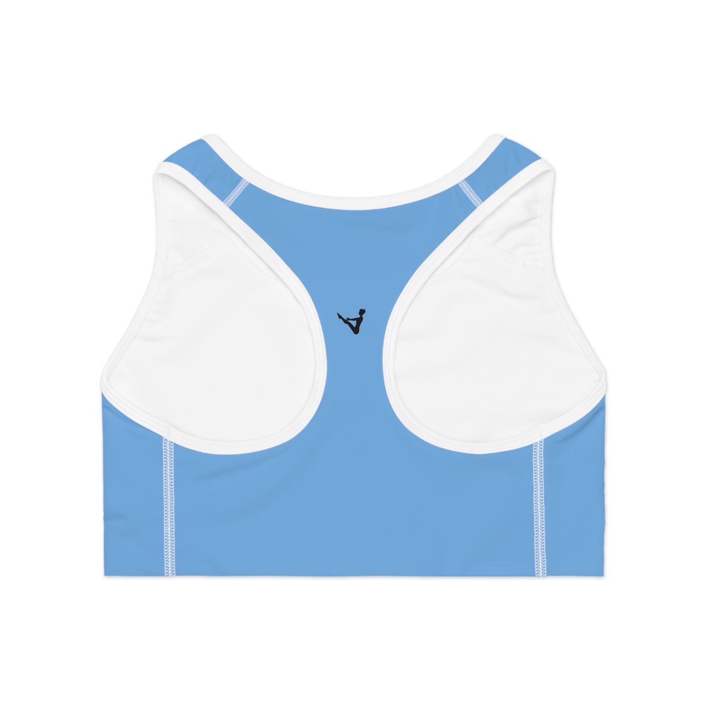 Blue Moisture-Wicking Sports Bra with White or Black Stitching