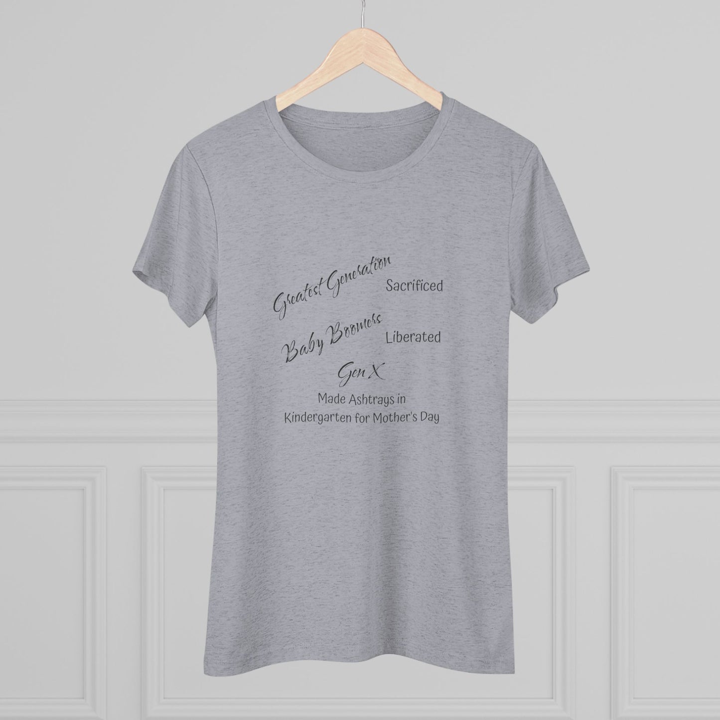 Gen X Ashtrays Triblend Slim Fit Softest Tee - black font in multiple colors