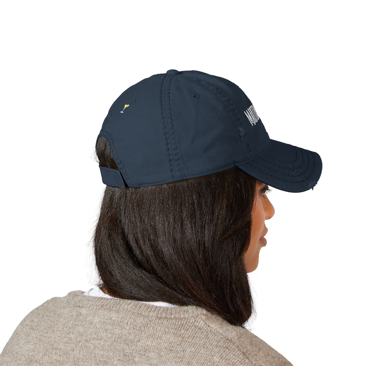 Martini Mama Distressed Embroidered Cap - white font in multiple colors