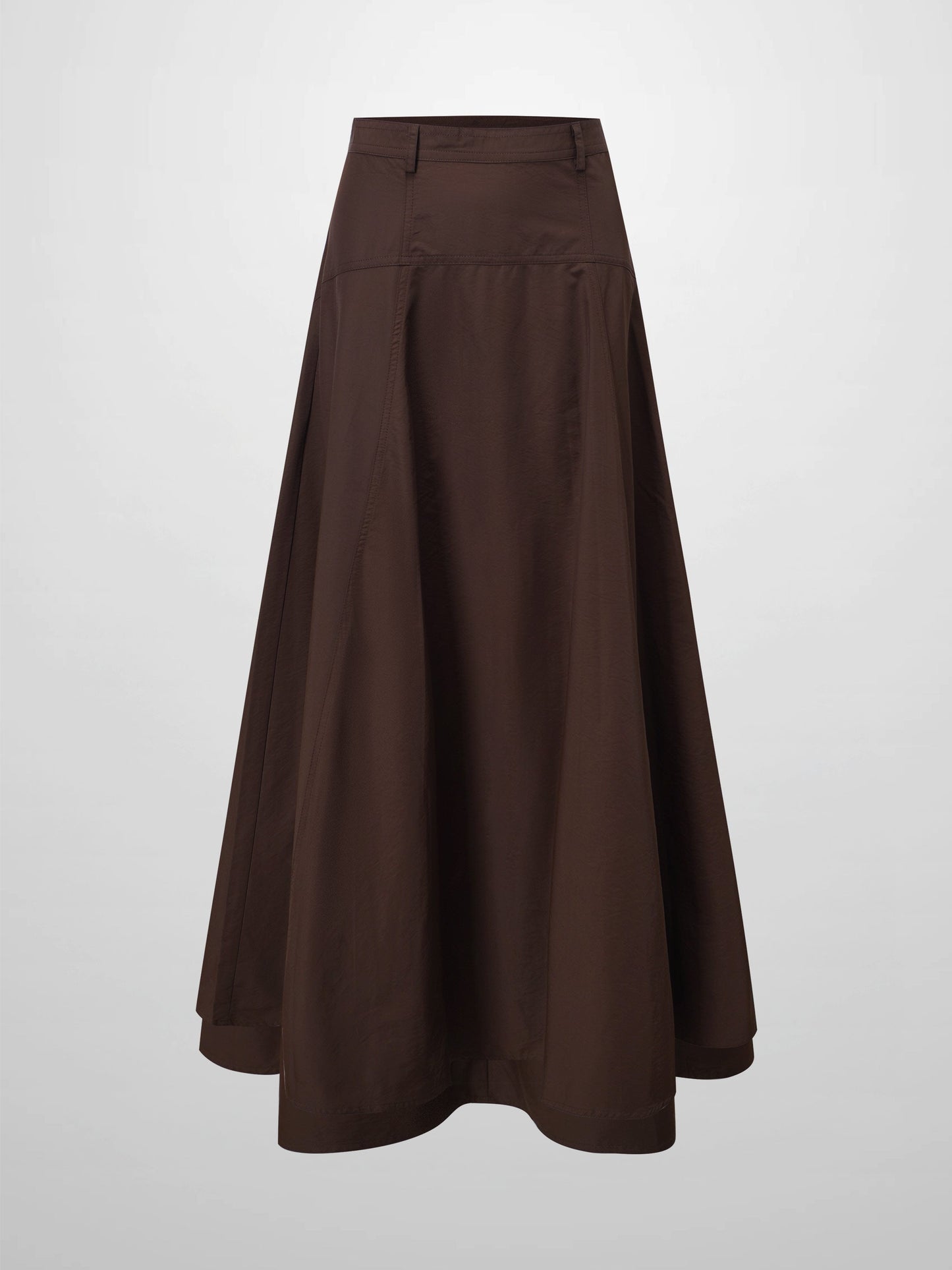 Taffeta Yoke Skirt-Brown-0