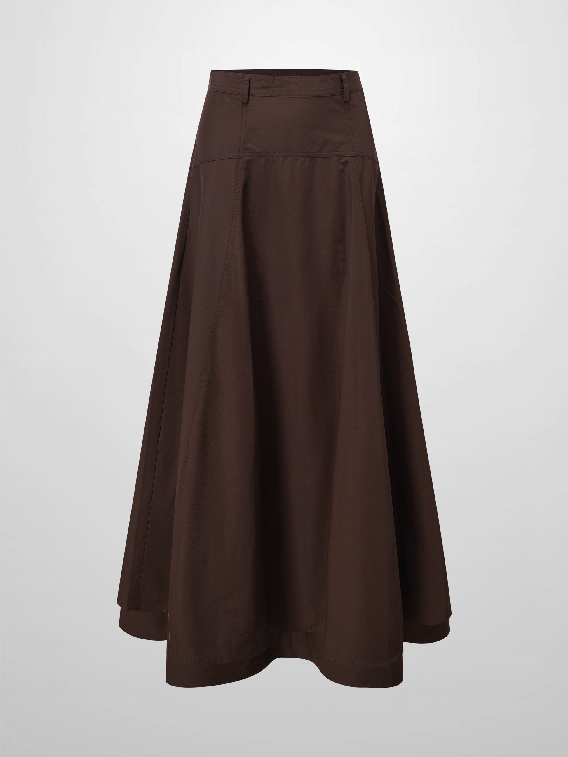 Taffeta Yoke Skirt-Brown-0