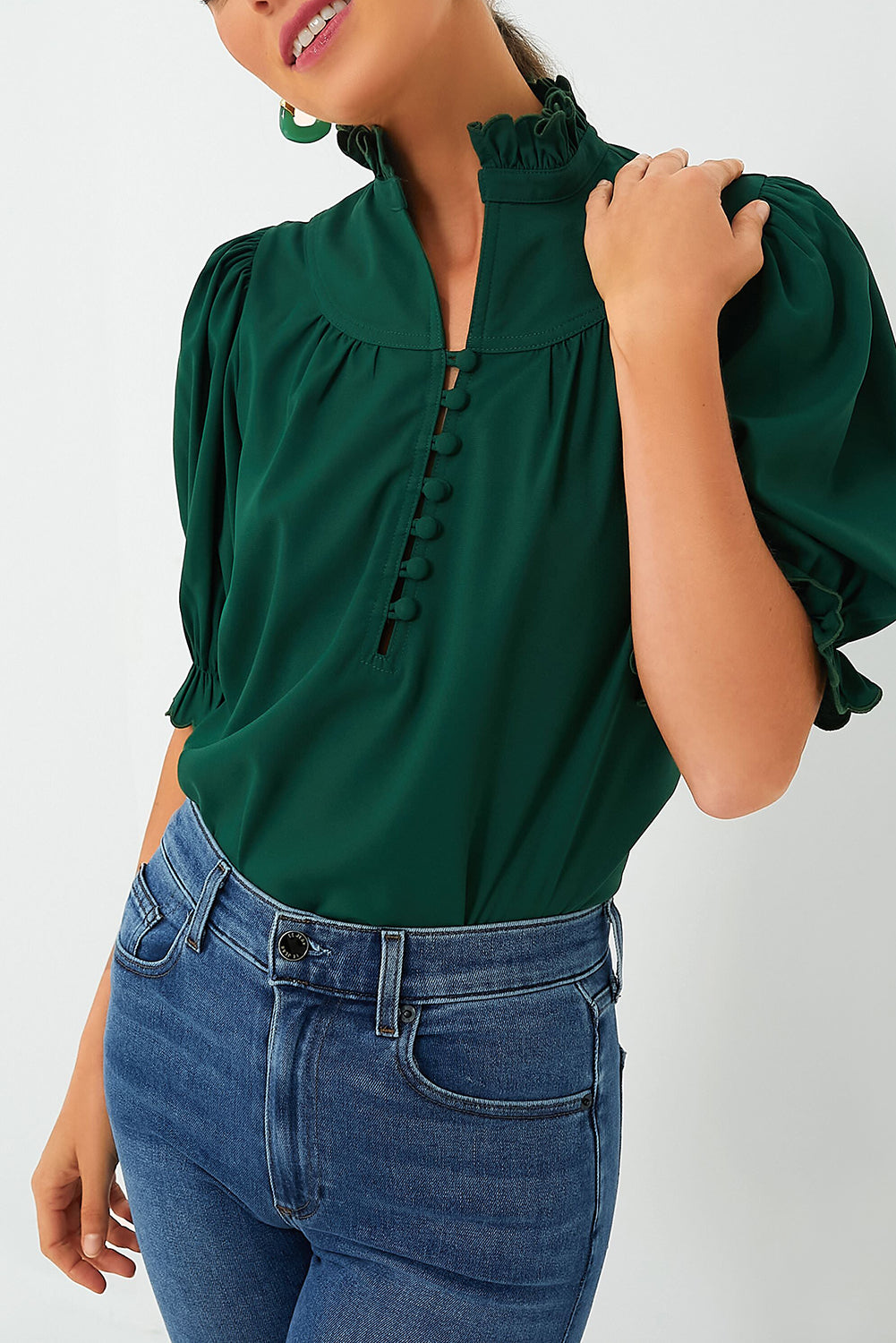 Elegant Button Collar Blouse*