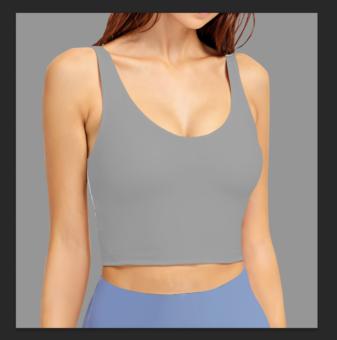 Grey Low Cut Sports Bra Top