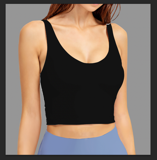 Black Low Cut Sports Bra Top