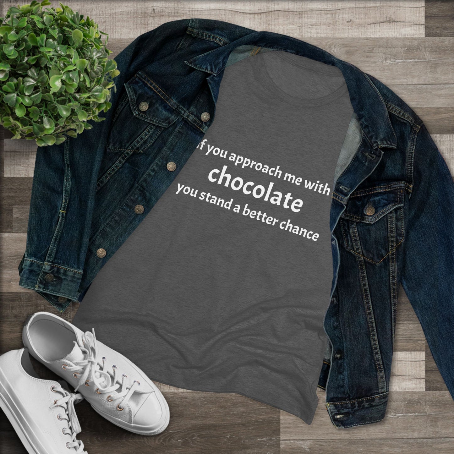 Approach with Chocolate Triblend Slim Fit Softest Tee- white font in multiple colors