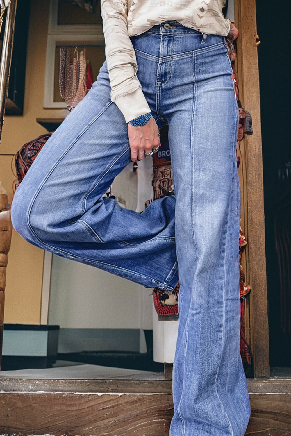 Center Seam Straight Loose Jeans