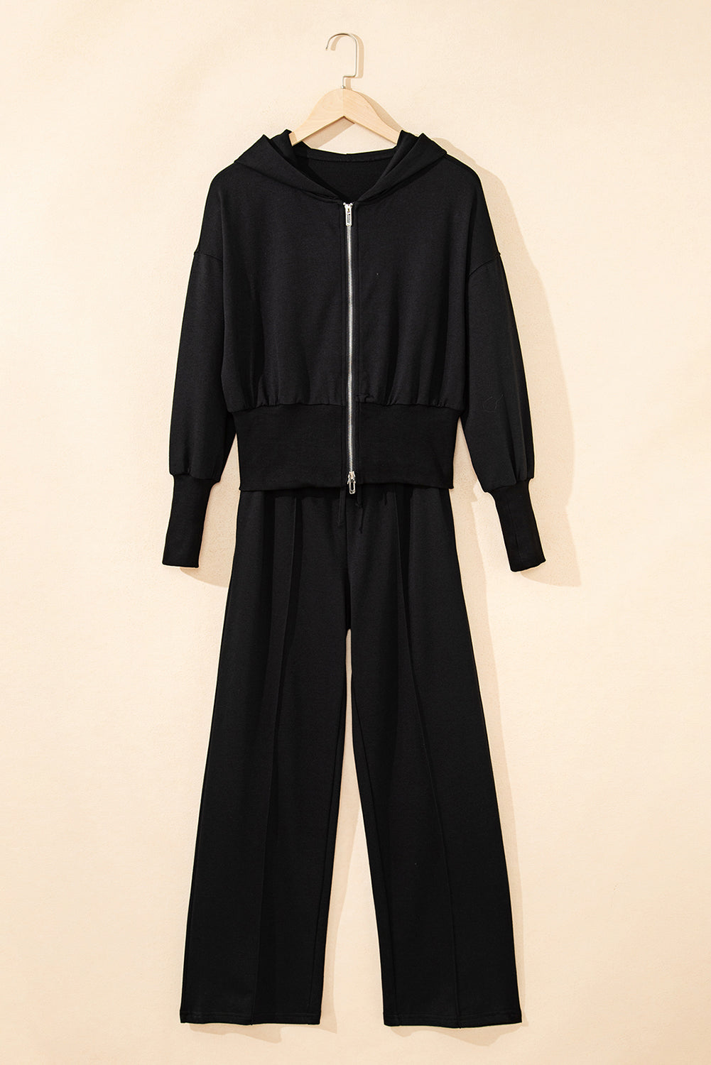 Double Zipper Hooded Jacket and Sweatpants Set in multiple colors