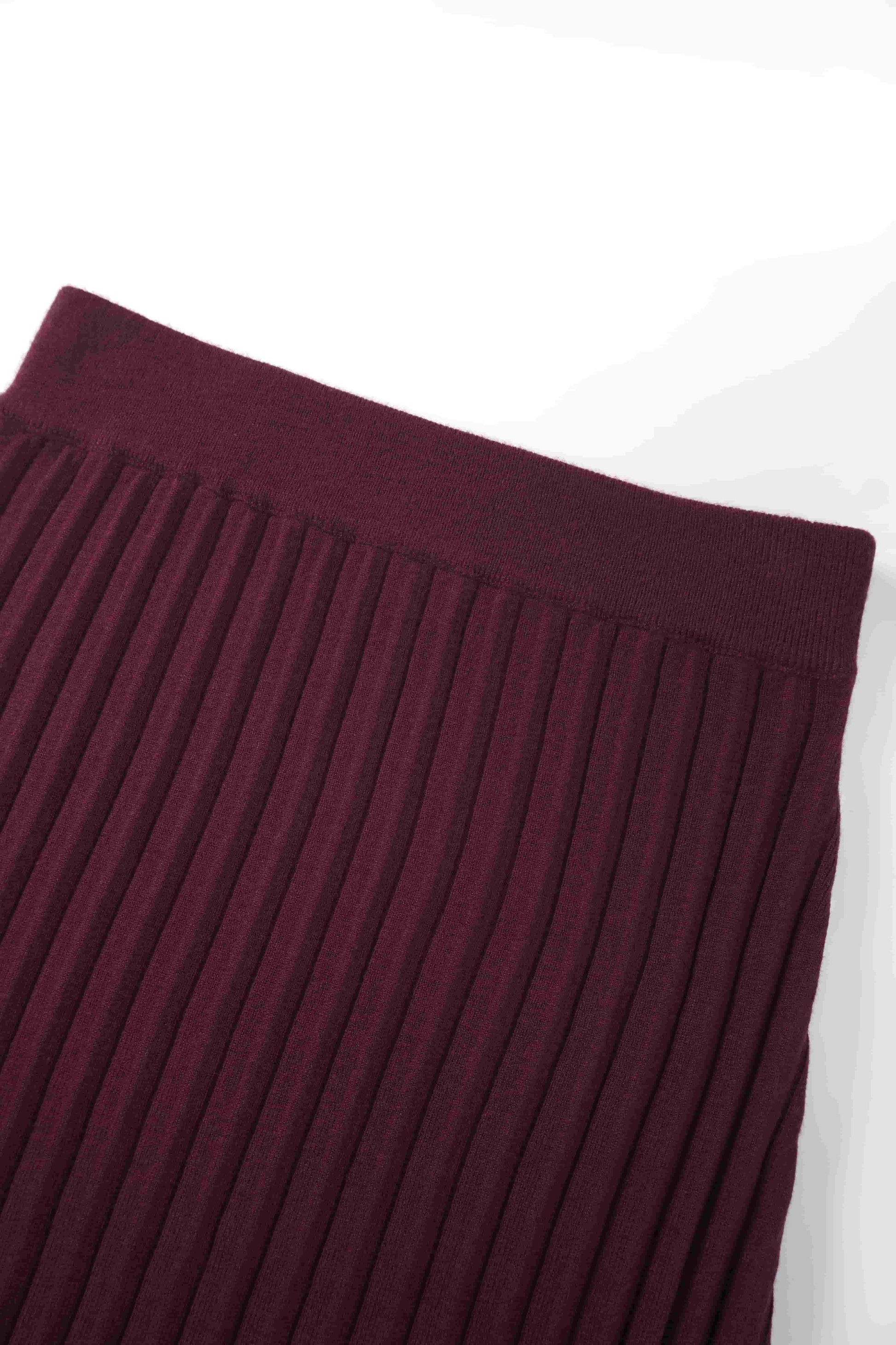 Knit Ribbed Maxi Skirt-Burgundy-2