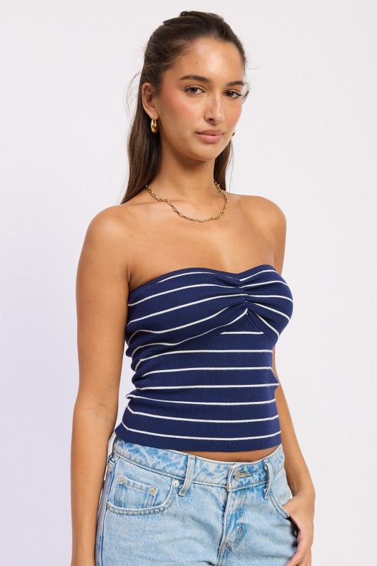 Dalia Striped Strapless Top