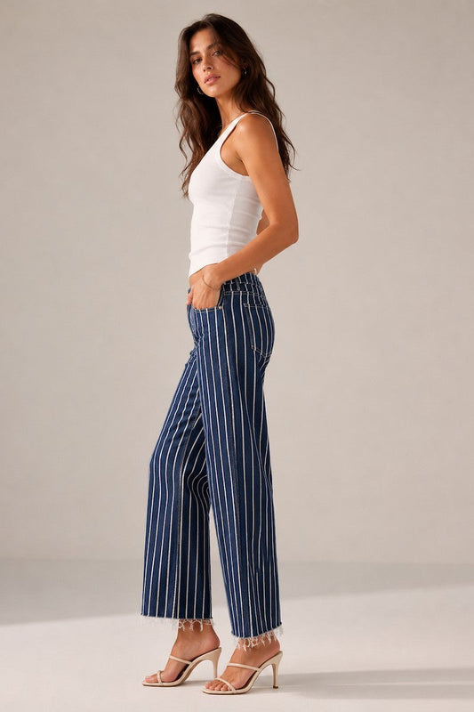 Blue Harbor Low Rise Crop Jean by GJG Denim in dark and light wash