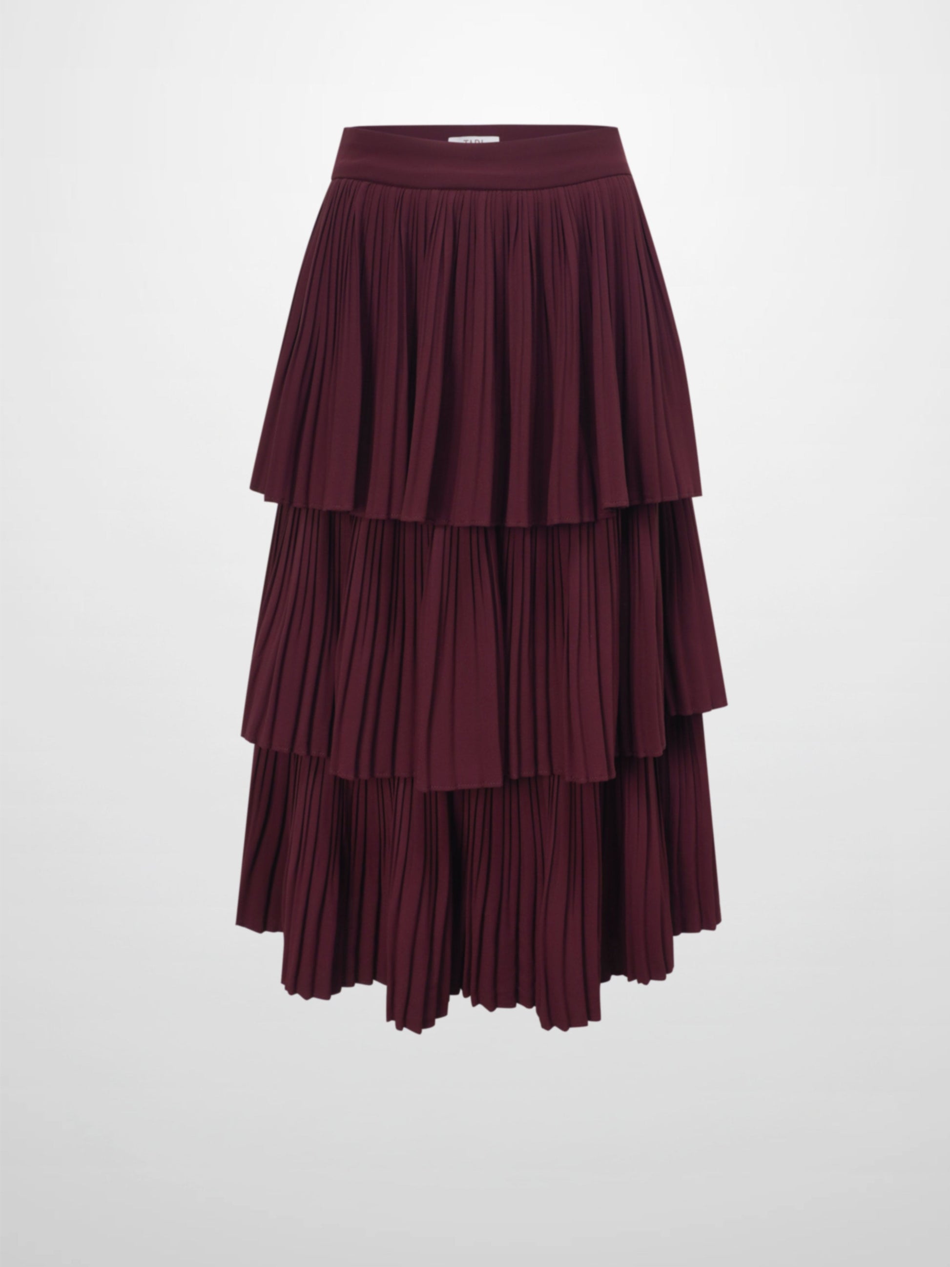 Pleated Layer Skirt 26"-Burgundy-0