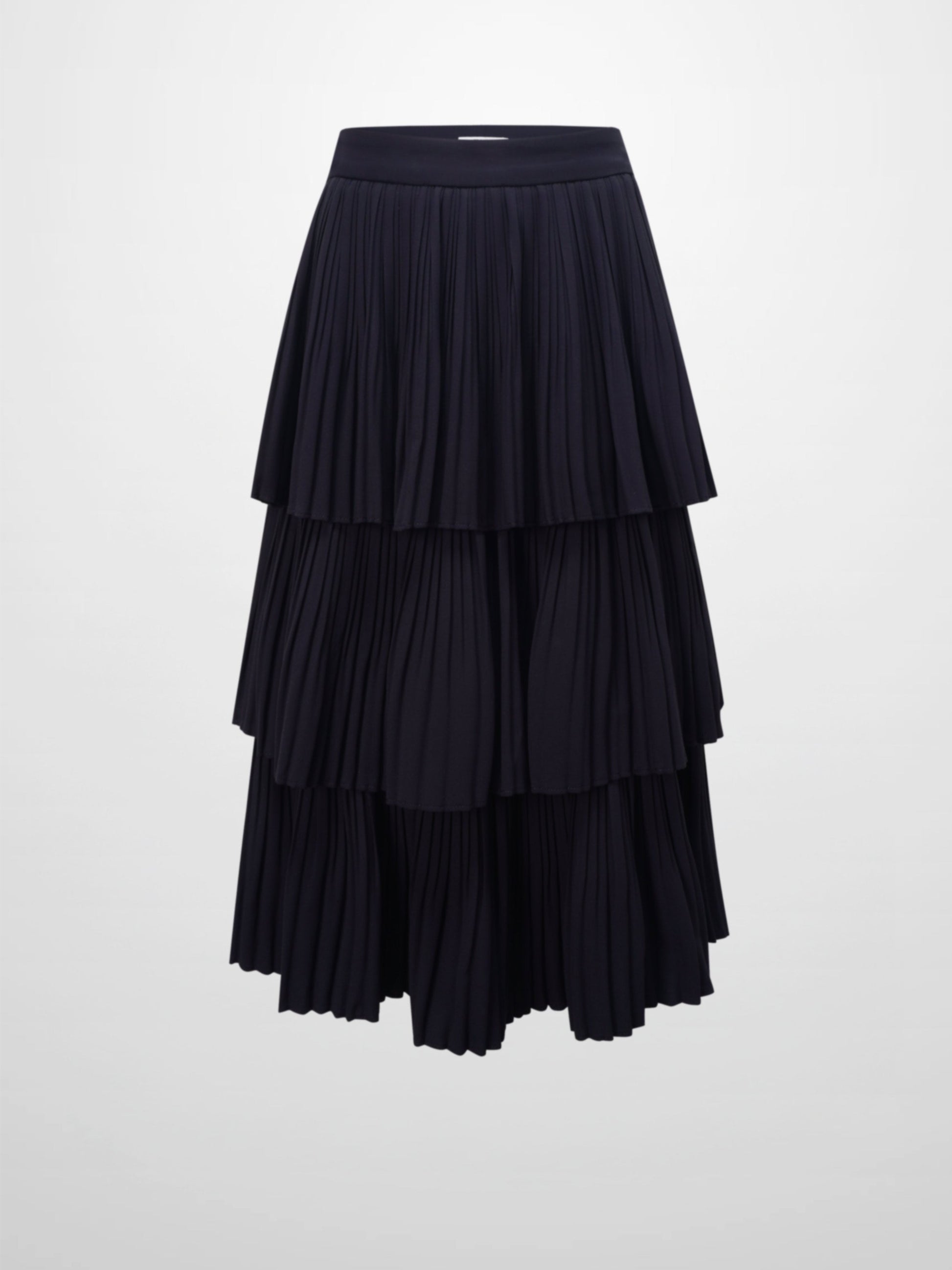 Pleated Layer Skirt 26"-Navy-0