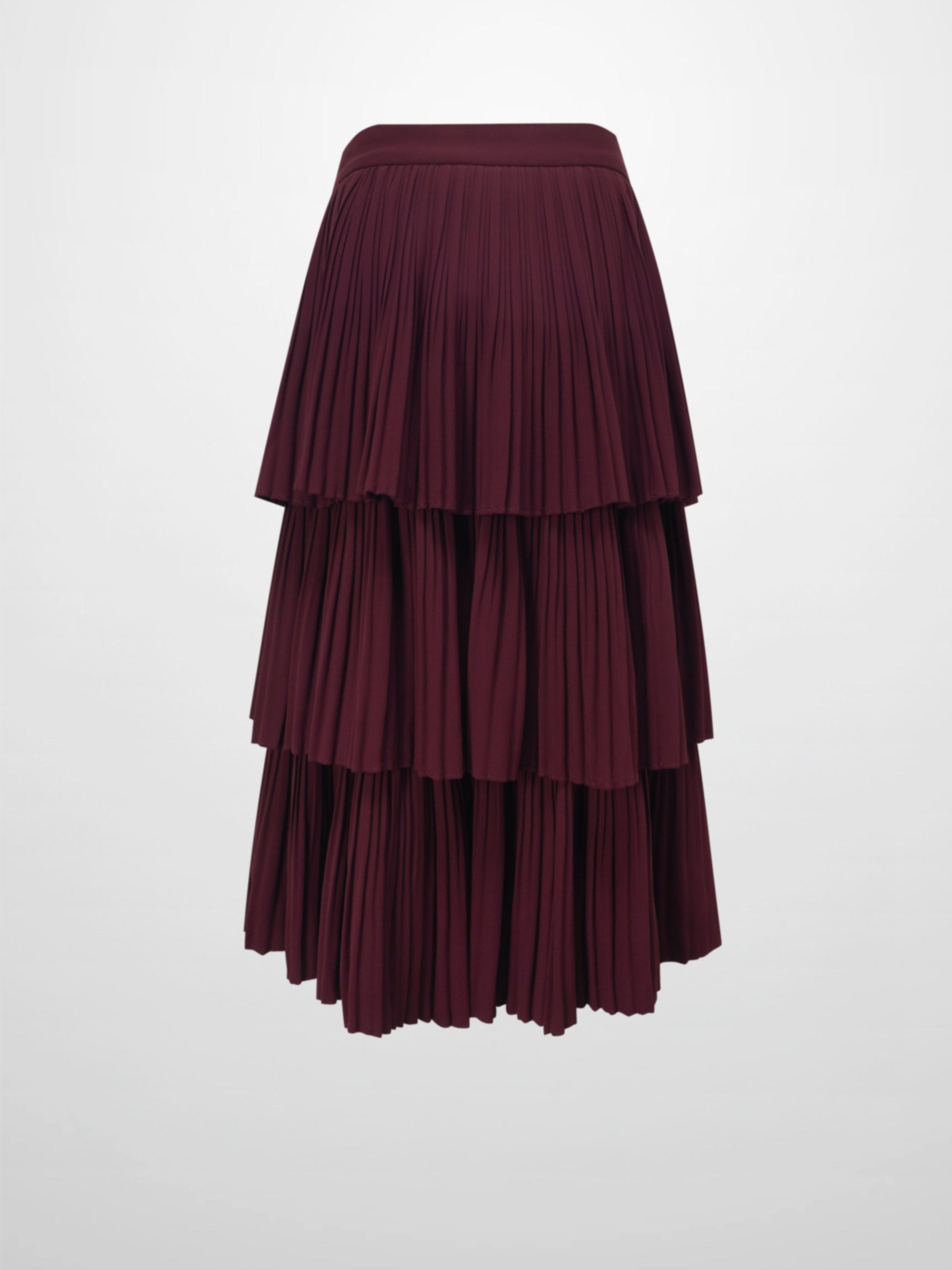 Pleated Layer Skirt 26"-Burgundy-1