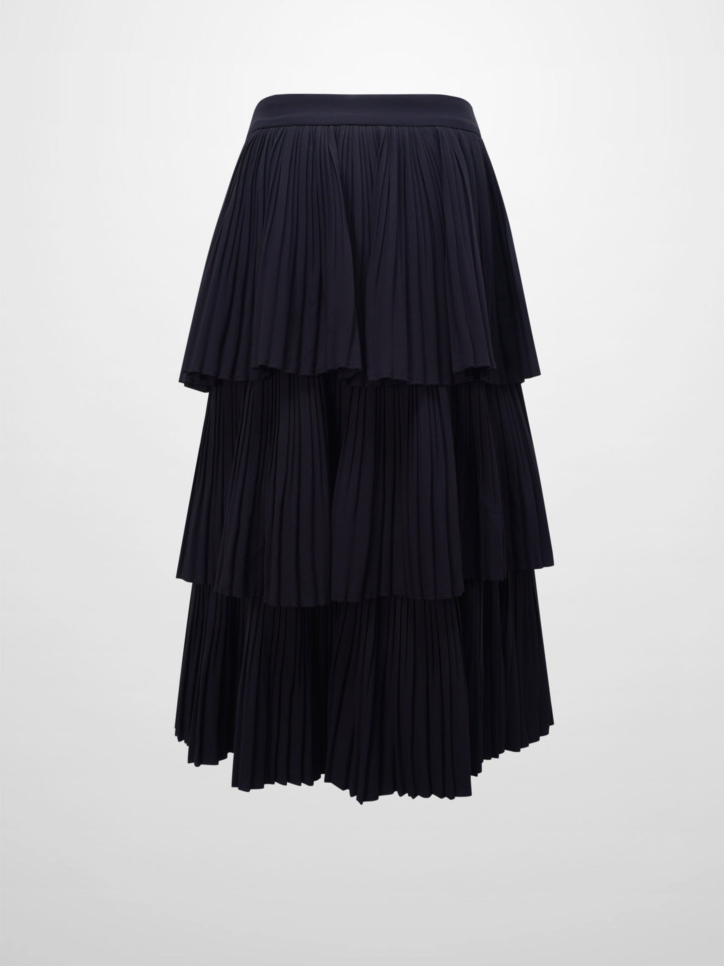 Pleated Layer Skirt 26"-Navy-1