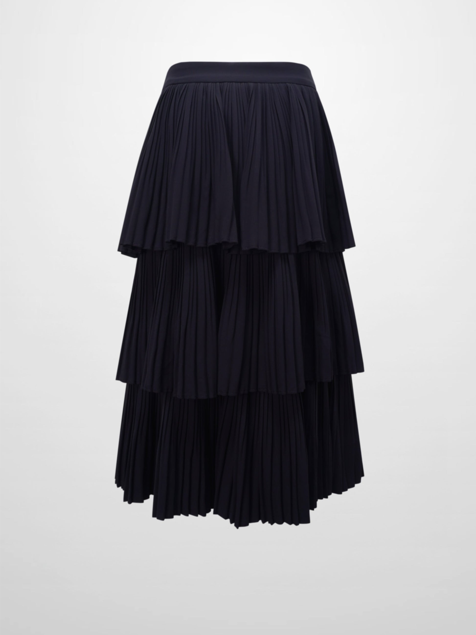 Pleated Layer Skirt 26"-Navy-1