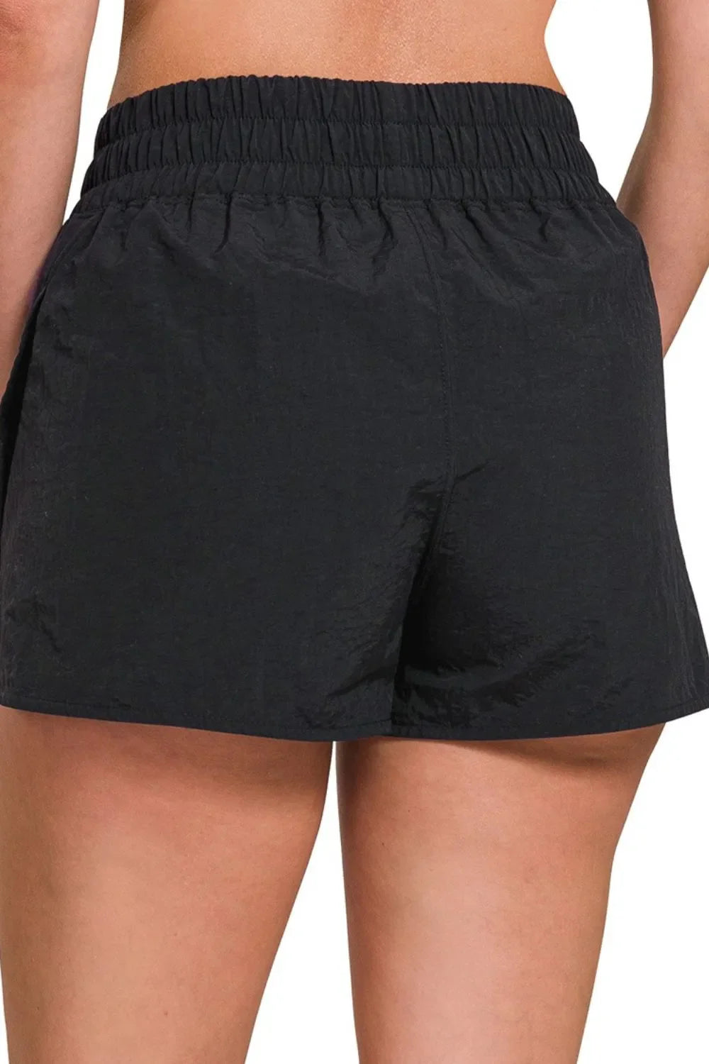 Zenana Windbreaker Smocked Waistband Running Shorts-2