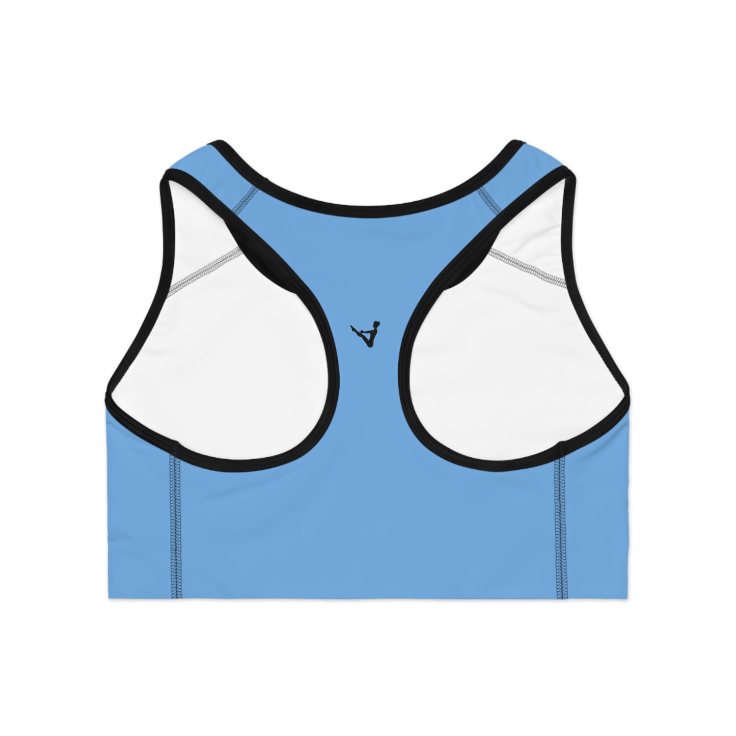Blue Moisture-Wicking Sports Bra with White or Black Stitching