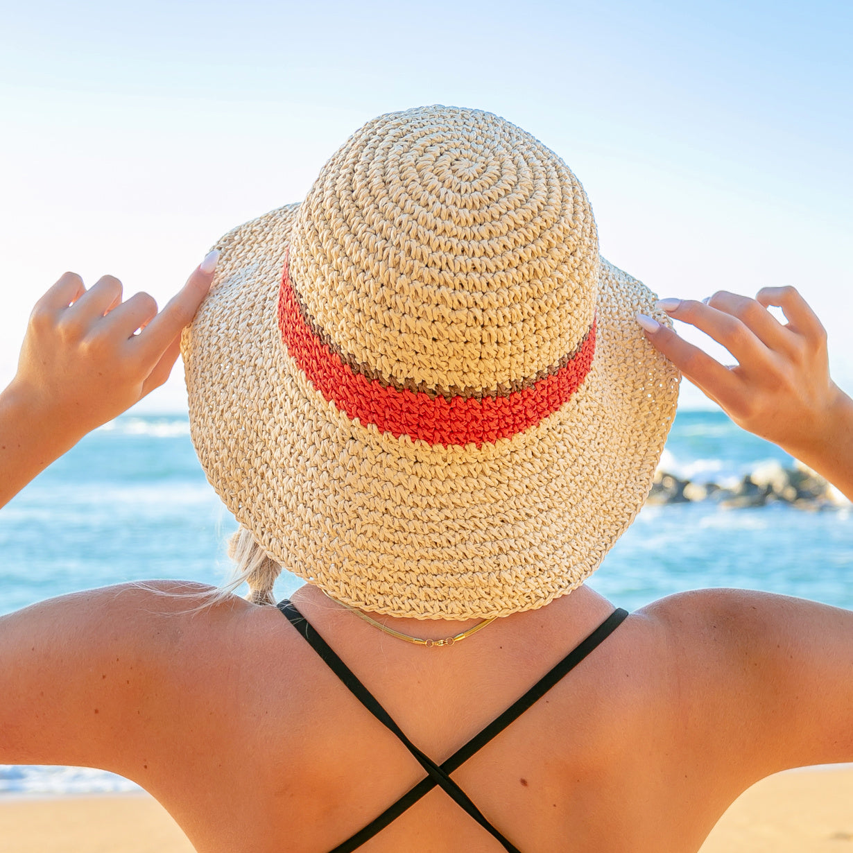 Stripe Accent Straw Hat in multiple colors