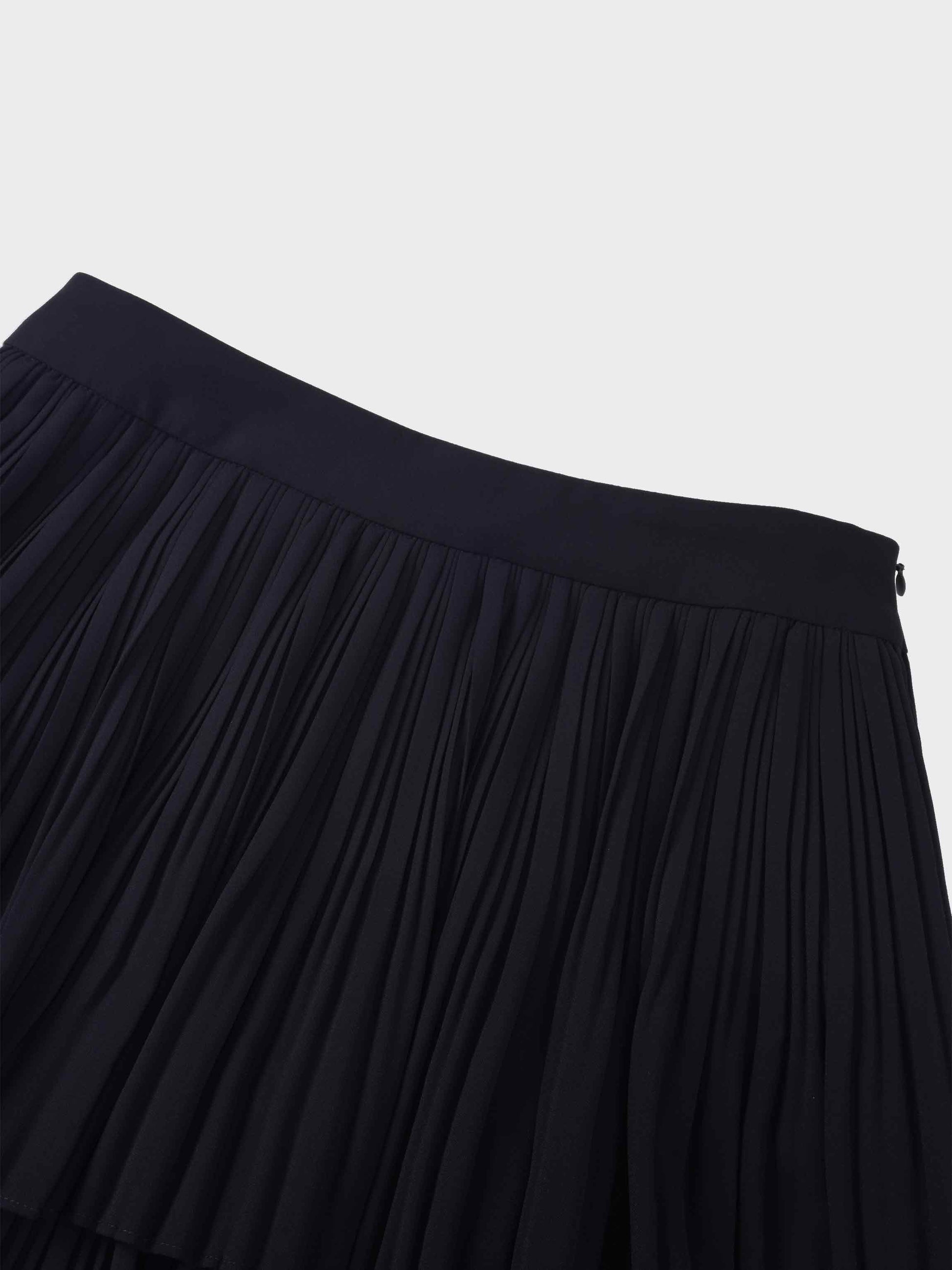 Pleated Layer Skirt 26"-Navy-2