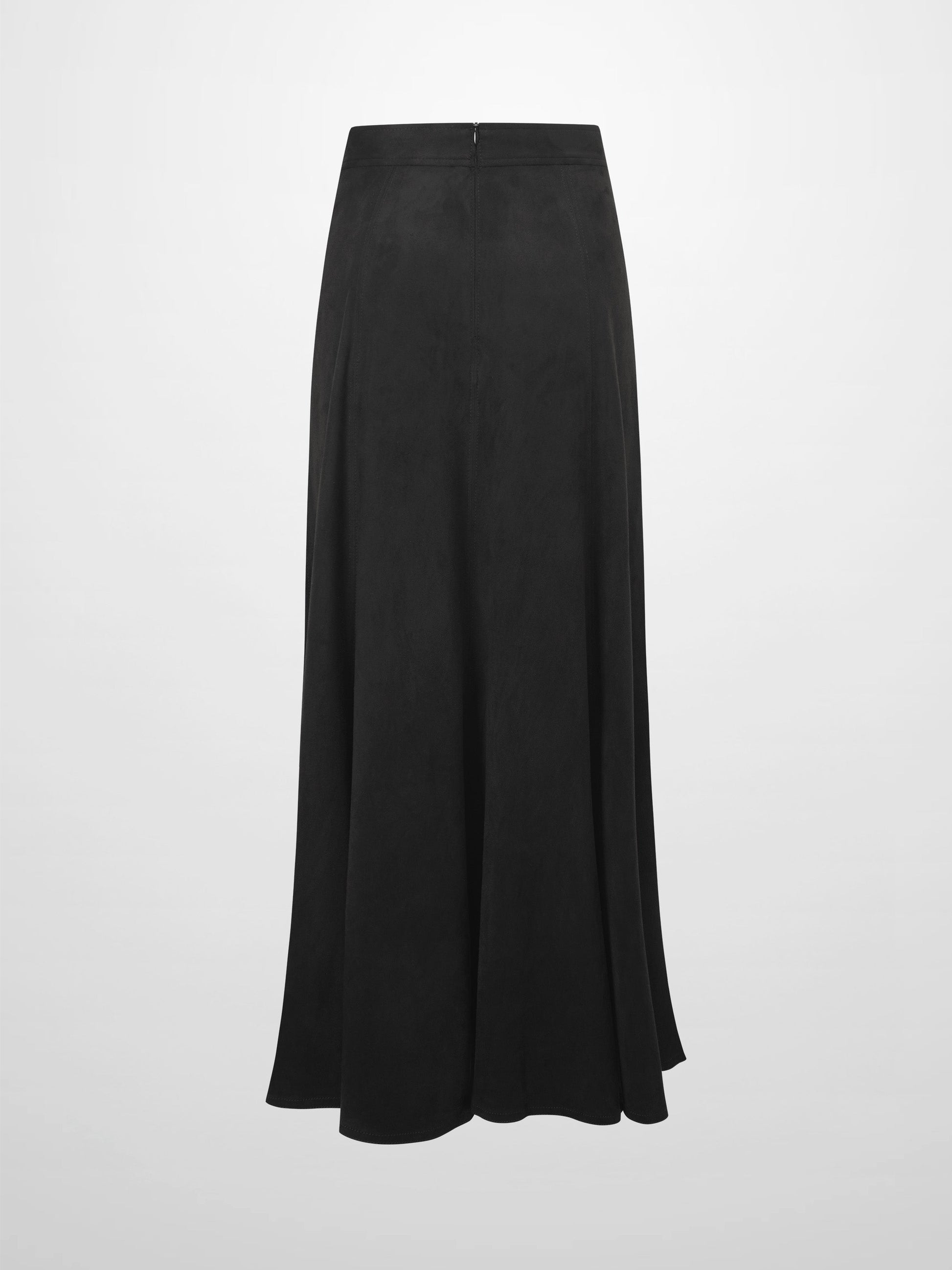 Suede Trumpet Skirt-Black-1