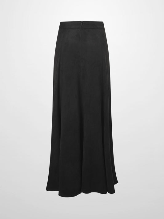 Suede Trumpet Skirt-Black-1