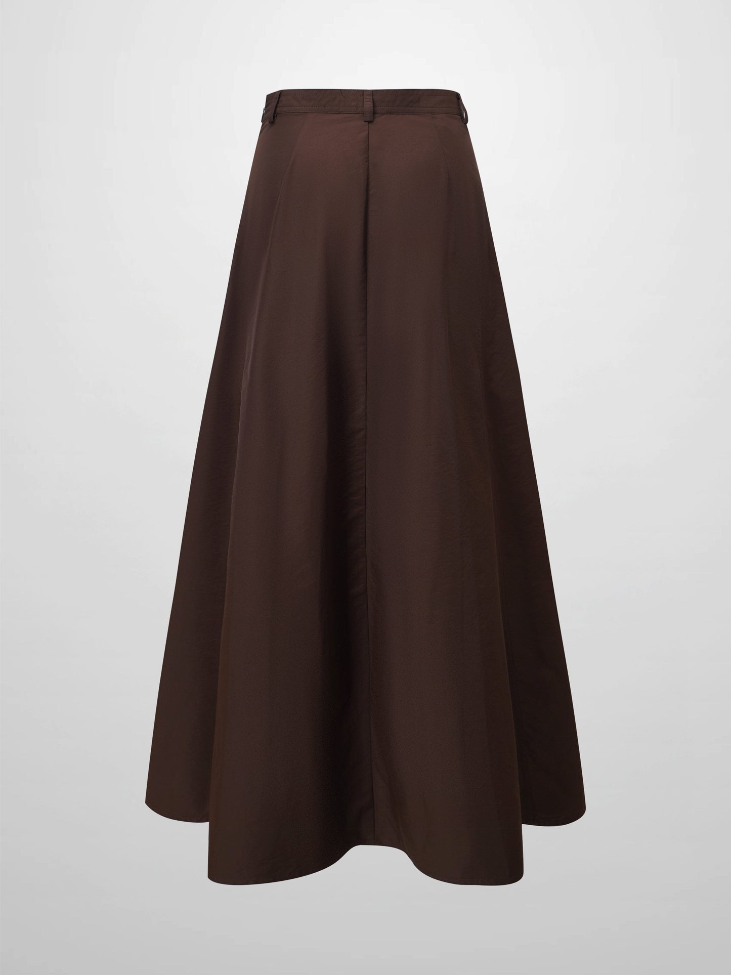Taffeta Yoke Skirt-Brown-1