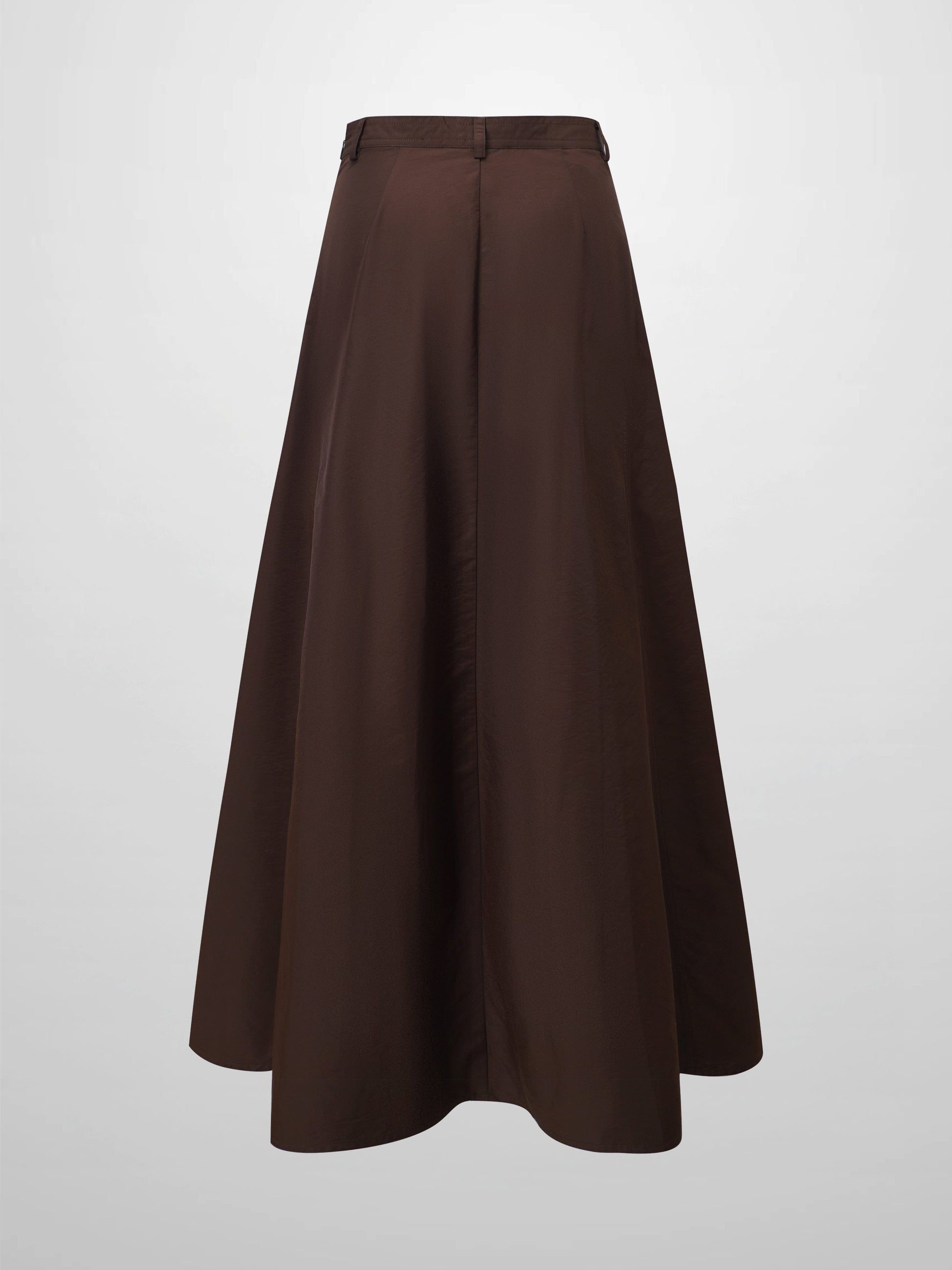 Taffeta Yoke Skirt-Brown-1