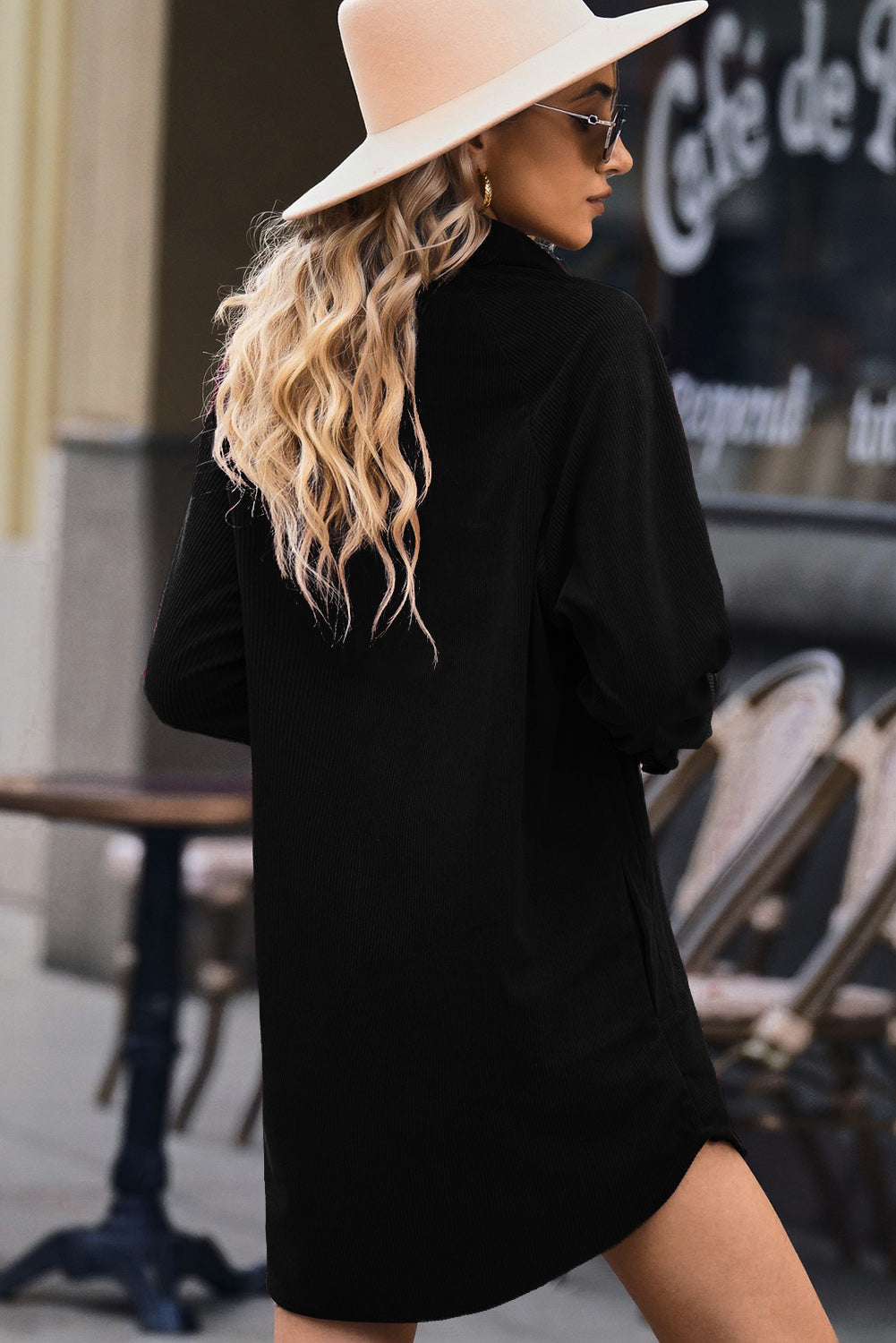 Corduroy Shirt Style Button Down Mini Dress
