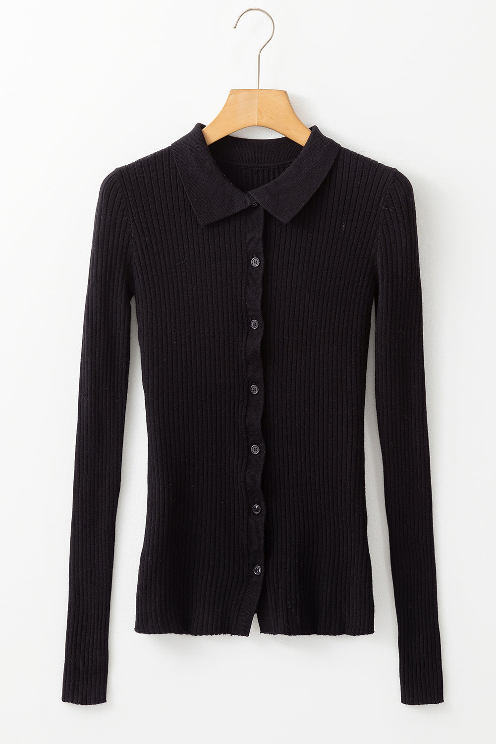 Ribbed Collared Slim Fit Sweater Cardigan