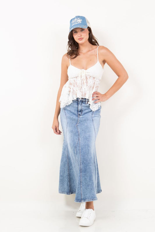 Kayla Denim Maxi Skirt by Artemis Vintage
