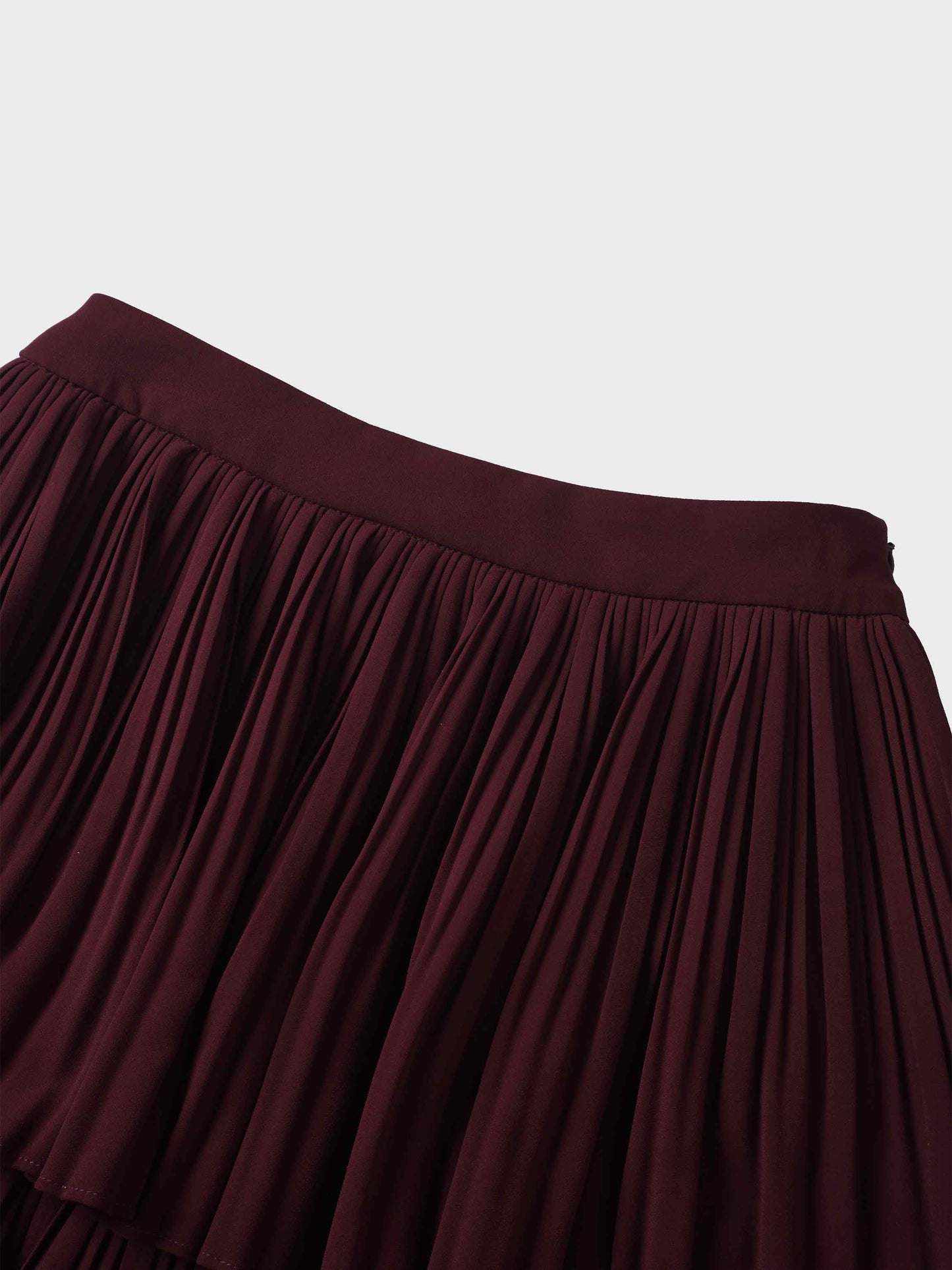 Pleated Layer Skirt 26"-Burgundy-2
