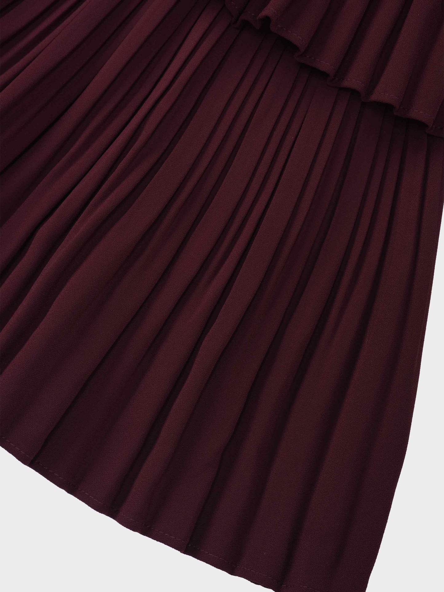 Pleated Layer Skirt 26"-Burgundy-4