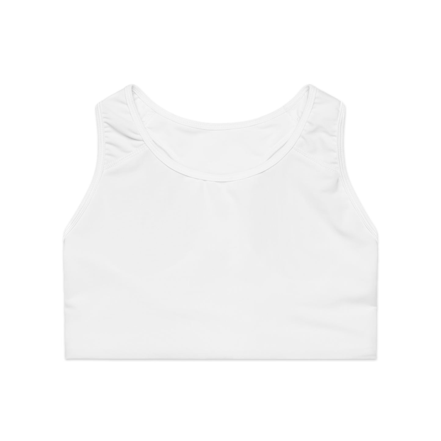 White Moisture-Wicking Sports Bra with White or Black Stitching