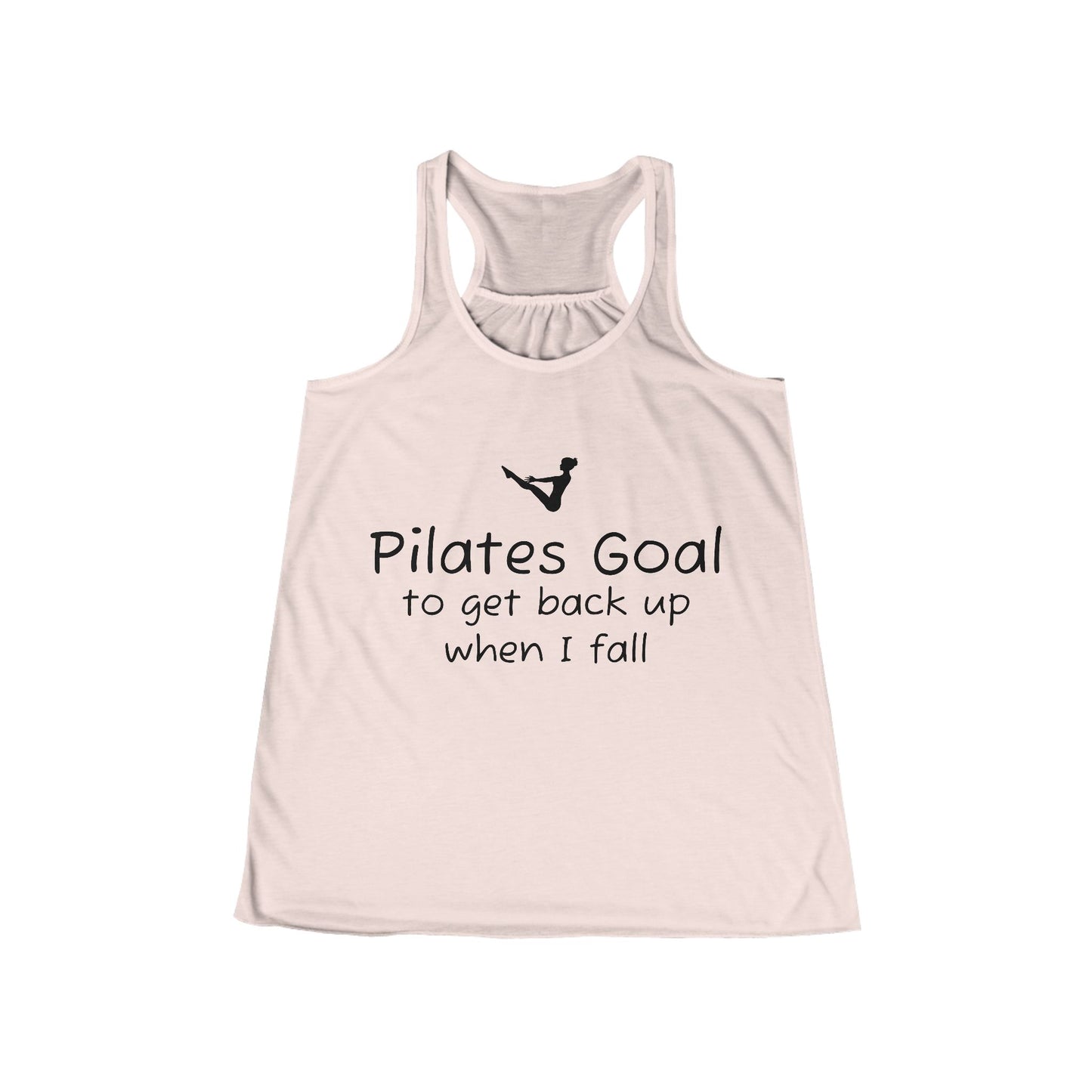 PILATES Goal Flowy Racer Back Tank Top - black font in multiple colors