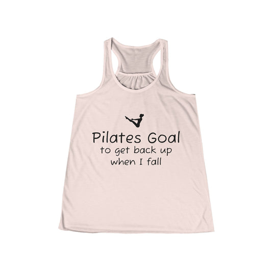 PILATES Goal Flowy Racer Back Tank Top - black font in multiple colors