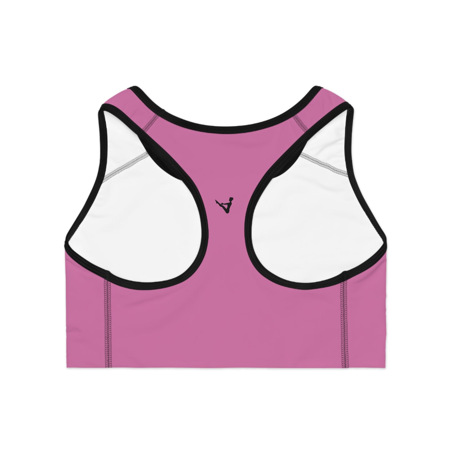 Pink Moisture-Wicking Sports Bra with White or Black Stitching