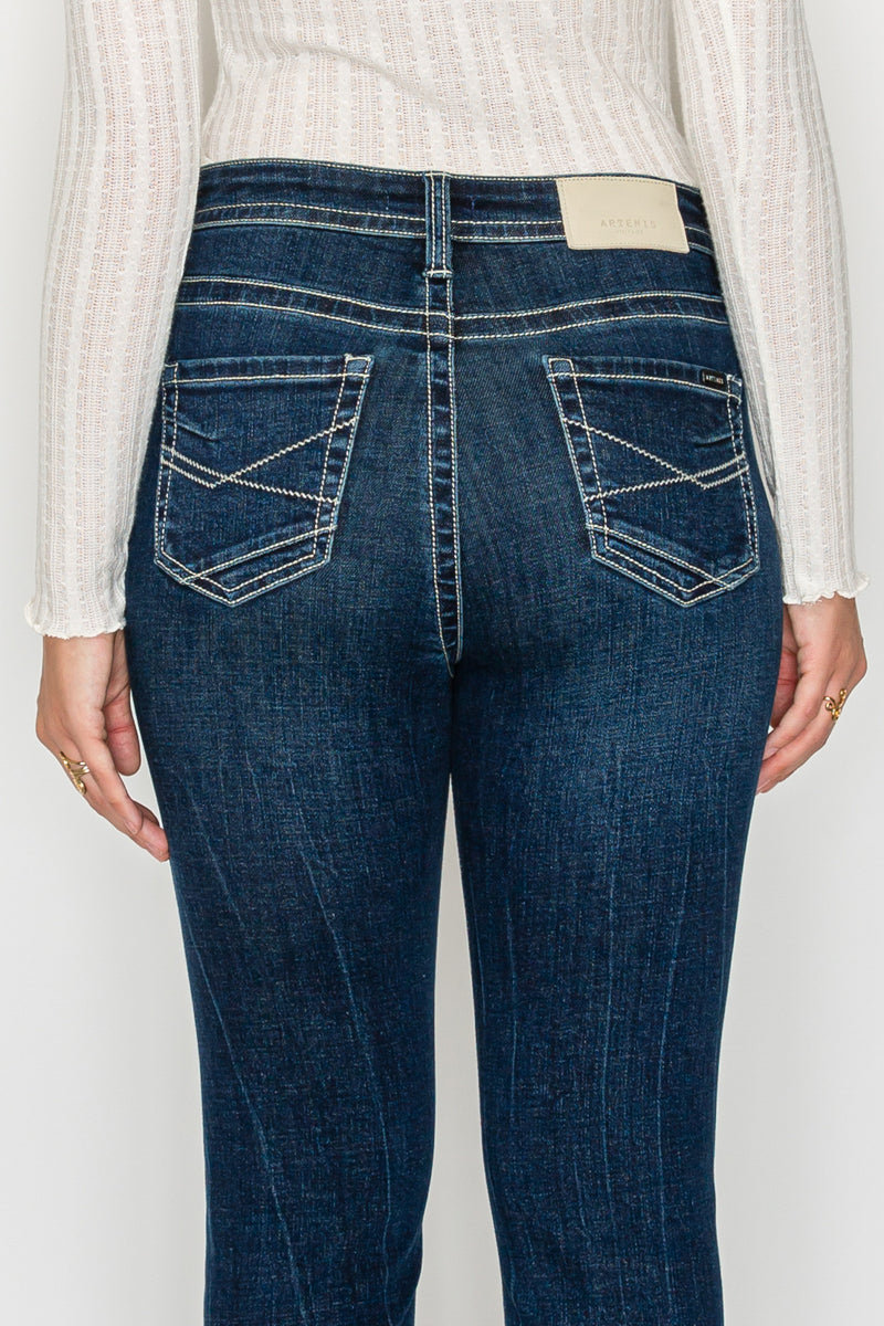 The Stevie Jean - High Rise Slim Flare with Tummy Control by Artemis Vintage (Dark Wash)